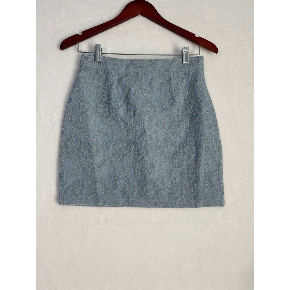 Naked Wardrobe Blue Floral Lace Mini Skirt Small NWT Coquette Boho - Picture 3 of 7